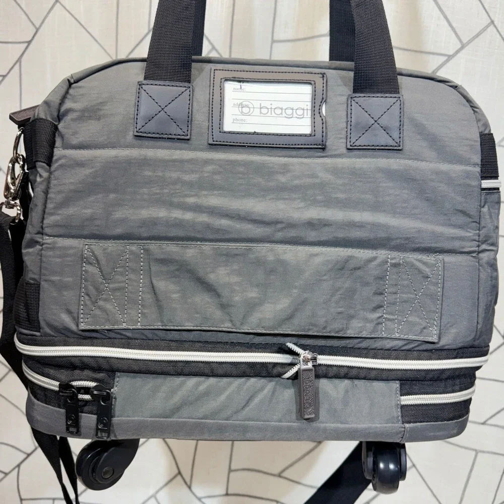 Biaggi Zipsak‎ Boost Expandable Rolling Duffel Bag OS Gray Foldable Spinner NWT
